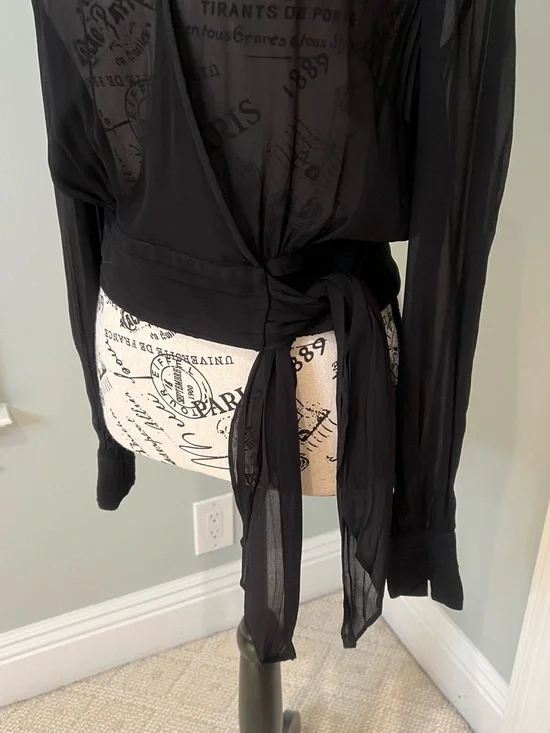 Stockholm Atelier & other Stories Black Sheer Top | SZ 4 |Snap Closure |Like New - Picture 4 of 11
